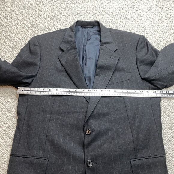 Hickey Freeman Men's 43 Blue Striped 100% Wool Boardroom Suit Jacket Blazer - Picture 6 of 12